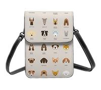 Lsjuee Dog Breed Delicious Sweet Ramen Crossbody Sacs à main pour téléphone portable pour femme, cuir PU mignon imprimé petit portefeuille pour téléphone portable