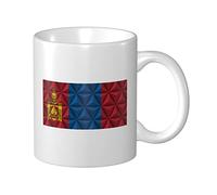 Lsjuee Drapeau de la Mongolie avec une tasse à café à effet polygone 11 oz tasses à impression double face tasse à thé pour un excellent cadeau bureau maison tasses à café