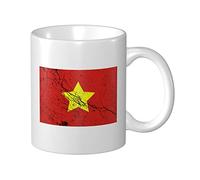 Lsjuee Drapeau du nord du Vietnam Texture effet tasse à café 11 oz impression recto verso tasses tasse à thé pour un excellent cadeau bureau maison tasses à café
