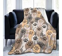Lsjuee Drôle Kawaii Mignon Chats Empreinte de Pas Jeter Couverture Douce Confortable couvertures légères Mignon Animal Chat Flanelle Couverture pour canapé canapé lit Bureau 60"X50"