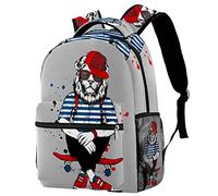 Lsjuee Élé Lion-skater Prints Primary School Student Satchel Backpack for Girls Boys Preppy Schoolbag