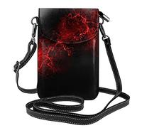 Lsjuee Explosion Burst Red Black Cell Phone Purse :>> Petit portefeuille en cuir à bandoulière pour femmes Sac à bandoulière avec fentes pour cartes de crédit 7,6 x 2,9 po