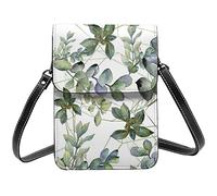 Lsjuee Feuilles d'eucalyptus vert Délicieux Sweet Ramen Crossbody Sacs à main pour téléphone portable pour femme, cuir PU mignon imprimé petit portefeuille pour téléphone portable