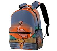 Lsjuee Flamingo Water Pink Bird Sun Paint Backapck, élé sac à dos pour ordinateur portable, sac pour ordinateur portable pour ordinateur portable 14 pouces