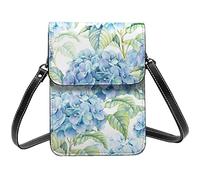 Lsjuee Fleur d'hortensia Fleur Paris Tour Eiffel Crossbody Sacs à main pour téléphone portable pour femme, Cuir PU Mignon Imprimé Petit portefeuille pour téléphone portable
