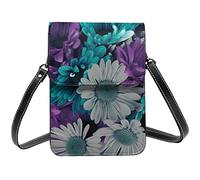Lsjuee Fleurs violettes et bleu sarcelle Fleur Paris Tour Eiffel Crossbody Sacs à main pour téléphone portable pour femme, cuir PU mignon imprimé petit portefeuille pour téléphone portable