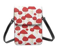 Lsjuee Fly Agaric rouge champignons sac à bandoulière bandoulière téléphone portable sac à main femmes Pu petit bandoulière portefeuille sac à main sac à bandoulière