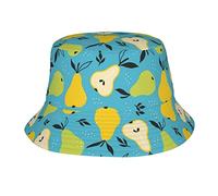 Lsjuee Fruit Poire Motif Seau Chapeau Mode Casquette de Soleil Pliable Chapeau de pêcheur en Plein air pour Femmes et Hommes Adolescents Casquettes de Plage Casquette de pêche Noir