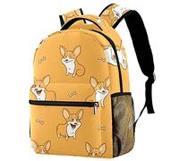 Lsjuee Funny Cartoon Corgi Bones Pattern Backpack Sac à dos léger pour ordinateur portable Sac à dos de voyage multifonction Cadeau pour adolescent