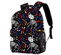 Lsjuee Funny Cats Skull Colorful Bones School Backapck, élé sac à dos pour ordinateur portable pour femmes filles, enseignant sac à dos pour ordinateur portable 15 pouces
