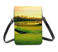 Lsjuee Golf Course Red Rose Crossbody Sacs à main pour téléphone portable pour femme, cuir PU mignon imprimé petit portefeuille pour téléphone portable