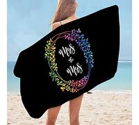 Lsjuee Grande Serviette de Voyage, Serviette de Bain Mr et Mrs Serviette de Plage en Microfibre Moustaches Lèvres Rouges Tapis de Pique-Nique Couverture Mince Serviette