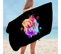 Lsjuee Grande Serviette de Voyage, Serviette de Bain Mr et Mrs Serviette de Plage en Microfibre Moustaches Lèvres Rouges Tapis de Pique-Nique Couverture Mince Serviette