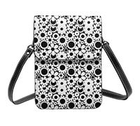 Lsjuee Groovy Daisy Floral en noir blanc sac à bandoulière bandoulière téléphone portable sac à main femmes Pu petit bandoulière portefeuille sac à main sac à bandoulière