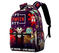 Lsjuee Halloween Party Vampire Zombie Devil Wizard School Backpack Beautiful Bookbag Travel Rucksack 14 Inch Laptop Bag