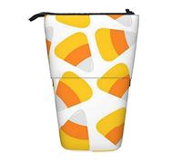 Lsjuee Happy Halloween Candy Corn Print Trousse à Crayons, Pochette à Crayons Debout, Pochette télescopique pour Stylo à Papeterie, Sac à Crayons Debout avec Fermeture à glissière