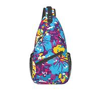 Lsjuee Hawaiian Camo Floral Crossbody Sacs Femmes Hommes Croix Poitrine Sac Réglable Sling Sac À Dos Sac À Bandoulière Pour Vélo Voyage Sport Randonnée