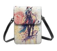 Lsjuee Horse Delicious Sweet Ramen Crossbody Sacs à main pour téléphone portable pour femme, cuir PU mignon imprimé petit portefeuille pour téléphone portable