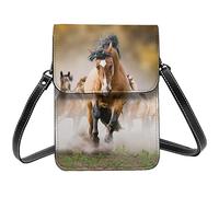 Lsjuee Horses Red Rose Crossbody Sacs à main pour téléphone portable pour femme, cuir PU mignon imprimé petit portefeuille pour téléphone portable