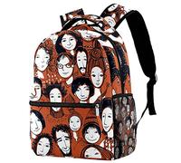 Lsjuee Les gens font face à la foule rétro imprime l'école primaire cartable sac à dos pour filles garçons preppy cartable