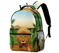 Lsjuee Lion At The Tropical Jungle Backpack Sac à dos léger pour ordinateur portable Sac à dos de voyage multifonction Cadeau pour adolescent