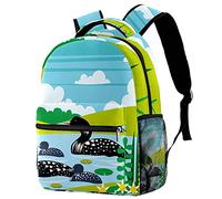 Lsjuee Loon Bird Family In The Lake Sac à dos, sac à dos, pour garçons/filles/étudiants/voyage/école