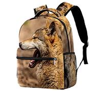 Lsjuee Loup bouche ouverte sac à dos voyage d'école pour les étudiants en plein air randonnée Camping