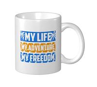 Lsjuee Ma vie mon aventure ma liberté tasse à café 11 oz tasses à impression double face tasse à thé pour un excellent cadeau bureau maison tasses à café