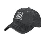 Lsjuee Made in America USA Pride America Flag Baseball Cap, Washed Cotton Trucker Hat Vintage Dad Hats for Men Women Black