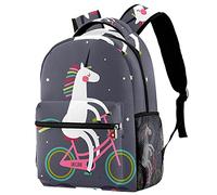 Lsjuee Magic Unicorn Are Real Flower Moon Sac à dos Compartiment pour ordinateur portable et double pochette pour bouteille de boisson pour sacs d'école pour adolescents