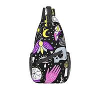 Lsjuee Magic Witch Witchcraft Bohemian Drawing Unisex Casual Diagonal Chest Bag, Multipurpose Crossbody Shoulder Bag Voyage Randonnée Daypack