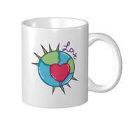 Lsjuee Mignon dessin animé amour avec la terre tasse à café 11 oz impression recto verso tasses tasse à thé pour de grands cadeaux bureau maison tasses à café