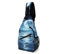 Lsjuee Moon Over Ocean Sac à bandoulière décontracté pour homme et femme