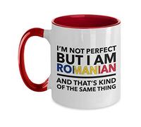 Lsjuee Mug roumain - Je ne suis pas parfait mais je suis roumain et c'est un peu la même chose - Mug à café roumain - Cadeau Roumanie - Mug bicolore