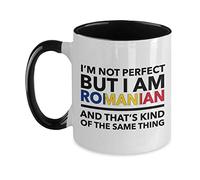 Lsjuee Mug roumain - Je ne suis pas parfait mais je suis roumain et c'est un peu la même chose - Mug à café roumain - Cadeau Roumanie - Mug bicolore