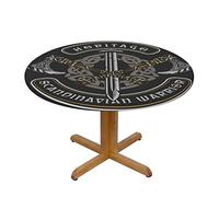 Lsjuee Nappe Ronde ajustée 40-44in Nappe à Bords élastiques pour la Cuisine, la Salle à Manger, la décoration de la Maison - Symbole Viking Hache Noir