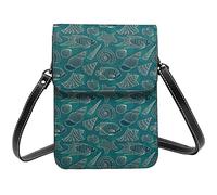 Lsjuee Nautique océan motif sous-marin sac à bandoulière bandoulière téléphone portable sac à main femmes Pu petit bandoulière portefeuille sac à main sac à bandoulière