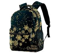 Lsjuee Noël Golden Snowflake Prints Primary School Student Satchel Backpack for Girls Boys Preppy Schoolbag