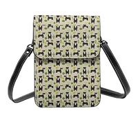 Lsjuee Noir Pitbull tissu chiens sac à bandoulière bandoulière téléphone portable sac à main femmes Pu petit bandoulière portefeuille sac à main sac à bandoulière