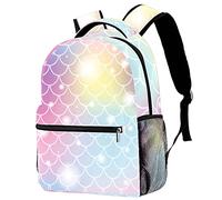 Lsjuee Ocean Mermaid Scale Rose Sac à dos pour ordinateur portable Sacs à dos de voyage Cartable pour femmes et hommes École Collège Étudiants Sac à dos pour ordinateur portable 15 pouces