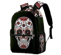Lsjuee Ornate Sugar Skull School Backapck, élé sac à dos pour ordinateur portable pour femmes filles, enseignant sac à dos pour ordinateur portable 15 pouces