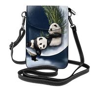 Lsjuee Panda et Lune Tour Eiffel Flap Phone Crossbody Bag pour femme, sac à main en cuir PU pour téléphone portable avec sangle réglable