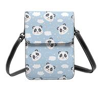 Lsjuee Panda mignon, nuages et étoiles sac à bandoulière bandoulière téléphone portable sac à main femmes Pu petit bandoulière portefeuille sac à main sac à bandoulière