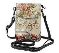 Lsjuee Paris Vintage Postcard Cell Phone Purse :>> Petit portefeuille en cuir à bandoulière pour femmes Sac à bandoulière avec fentes pour cartes de crédit 7,6 x 2,9 po