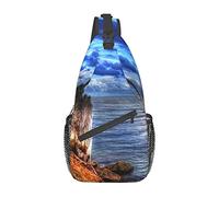 Lsjuee Pelican Birds Blue Sea Sky Unisexe Casual Diagonal Chest Bag, Multipurpose Crossbody Shoulder Bag Voyage Randonnée Daypack
