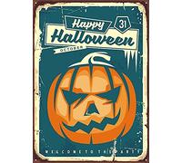 Lsjuee Plaque Métallique Happy Halloween Rétro. Unique Bar Plaque Murale Décor Cuisine Vintage