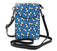 Lsjuee Points noirs sans couture avec Panda bleu bandoulière téléphone portable sac à main femmes Pu sac à bandoulière petit bandoulière portefeuille sac à main sac à bandoulière