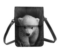 Lsjuee Porte-monnaie pour téléphone portable Bear Red Rose Crossbody pour femme, petit portefeuille pour téléphone portable imprimé mignon en cuir PU