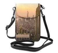 Lsjuee Porte-monnaie pour téléphone portable Empire State Building :>> Petit portefeuille en cuir à bandoulière pour femme Sac à bandoulière avec fentes pour cartes de crédit 7,6 x 2,9 pouces