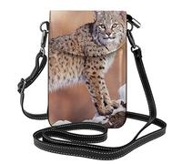 Lsjuee Porte-monnaie pour téléphone portable Wild Bobcat :>> Petit portefeuille en cuir à bandoulière pour femme Sac à bandoulière avec fentes pour cartes de crédit 7,6 x 2,9 pouces